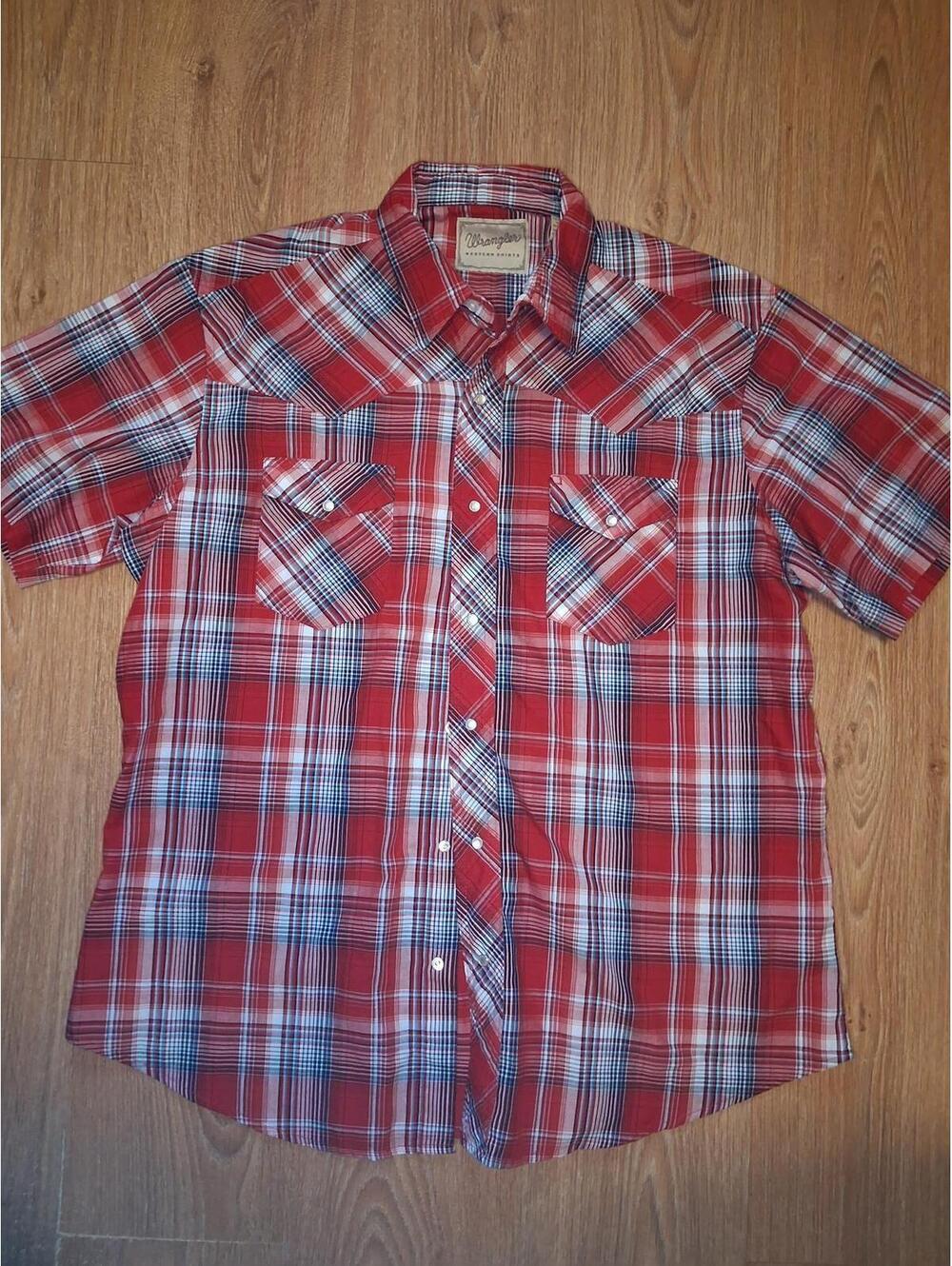 Wrangler Pearl Snap Shirt Mens XL Red Plaid Cotton